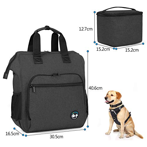 Teamoy Reisetasche für Hundeausrüstung, Haustierenrucksäcke für die Mitnahme von Tiernahrung, Leckereien, Spielzeug und andere wichtige Dinge, ideal für Reisen, Camping oder Tagesausflüge, Schwarz - Geschenkapp