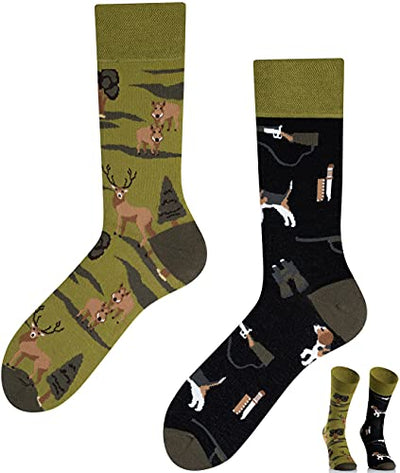 TODO Colours Lustige Socken mit Motiv - mehrfarbige, bunte, Verrückte für Herren und Damen (43-46, Hunting) - Geschenkapp