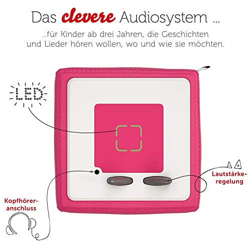 tonies Toniebox Starter Set inkl. 1 Kreativ Figur – Audioplayer für Hörbücher und Lieder für Kinder, einfach zu bedienende kabellose Musikbox BZW. Lautsprecher, 7 Std. Akku, Pink - Geschenkapp