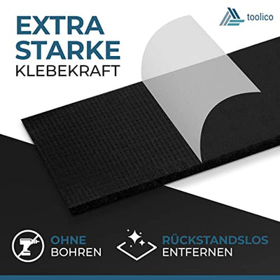 Toolico Klettband selbstklebend extra stark - 10M x 20mm - Wetterbeständig - Doppelseitig - schwarz - zum anbringen von Fliegengitter, als Klettverschluss - Geschenkapp