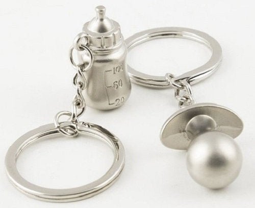 Unbekannt Schlüsselanhänger Schnuller Nuckel Flasche Schlüsselring für Paare und (werdende) Eltern im Set | Baby | Geburt | Geschenk | - Geschenkapp