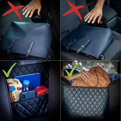 Upgrade4cars Auto Handtaschenhalter Inklusive Untersetzer für Getränkehalter | Organizer für Handtaschen | Multifunktionale Autositz-Tasche | Auto-Zubehör Innenraum Frauen - Geschenkapp