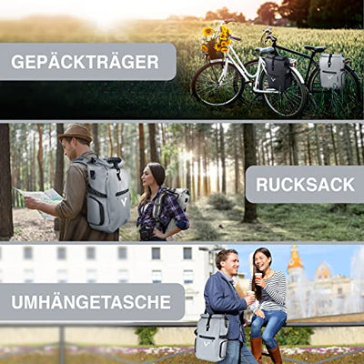 Valkental - Hochwertige & Vollreflektierende Fahrradtasche - 23L - Geeignet als Gepäckträgertasche, Rucksack & Umhängetasche - 100% Wasserdicht - Geschenkapp