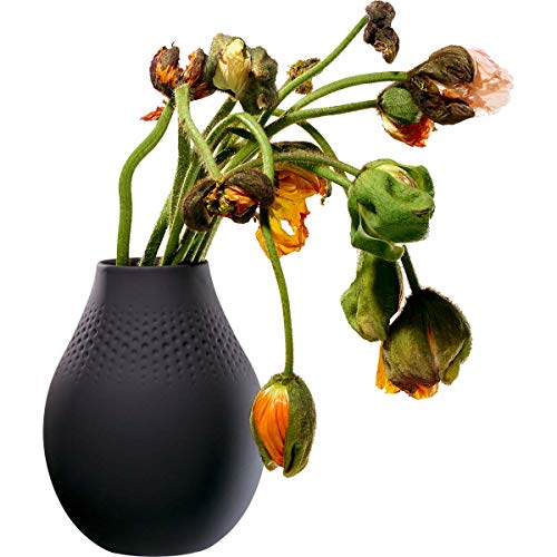 Villeroy & Boch Collier Noir Vase Perle No. 2, 16 x 116 x 20 cm, Premium Porzellan, Schwarz - Geschenkapp