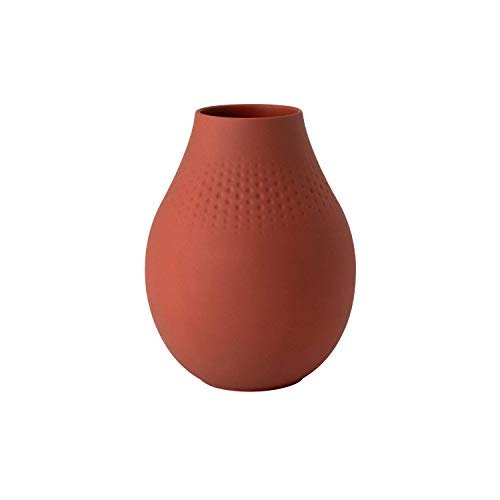 Villeroy & Boch - Manufacture Collier Terre Vase Perle hoch, eindrucksvolle Blumenvase für Kommoden und die Festtafel, Premium Porzellan, Handwäsche - Geschenkapp