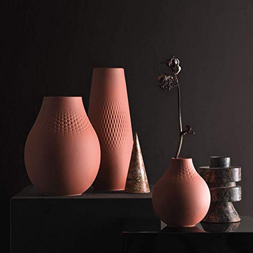 Villeroy & Boch - Manufacture Collier Terre Vase Perle hoch, eindrucksvolle Blumenvase für Kommoden und die Festtafel, Premium Porzellan, Handwäsche - Geschenkapp
