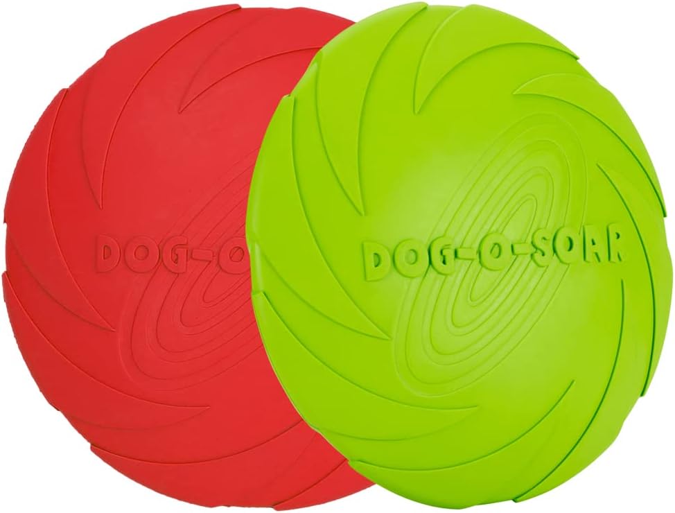 Vivifying Frisbee Hund, 2 Stück 18cm Hundefrisbee aus Natürlichem Kautschuk für Land und Wasser (Grün + Rot) - Geschenkapp