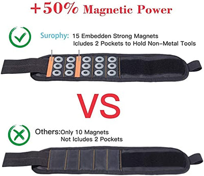 Werkzeuggürtel Werkzeugtasche Werkzeugbeutel für Werkzeugen aus robustem Nylon - Magnetisches Armband Magnetarmband mit 15 leistungsstarken Magneten für Schrauben - Geschenkapp