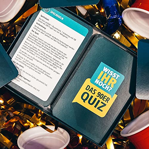 Wisst Ihr Noch? 90er Jahre Quiz Kartenspiel mit 200 Fragen in 4 Kategorien I Partyspiel als Geschenk Idee zu Weihnachten, Wichtelgeschenk, Silvester - Geschenkapp