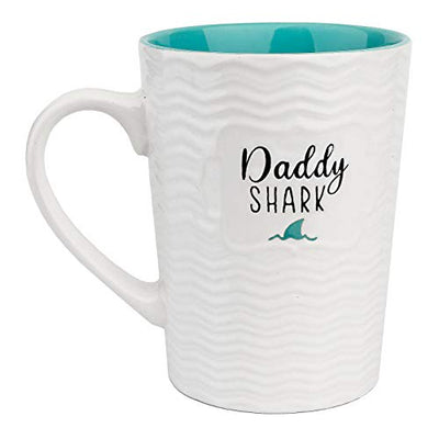 Ynsfree-Daddy Shark-Kaffee- und Teetassen für Vater, Männer, Valentinstag oder Jahrestag, Geburtstagsgeschenk, Keramik, lustiges Geschenk, mit weißen, niedlichen Tassen 16 oz blau - Geschenkapp