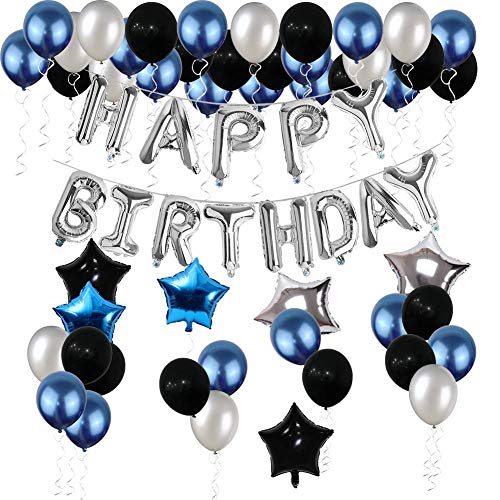 Yoart 18. Geburtstag Dekorationen, 18. Geburtstag Party Ballons blau Silber für Mädchen, Jungen, Frauen, Männer - Geschenkapp