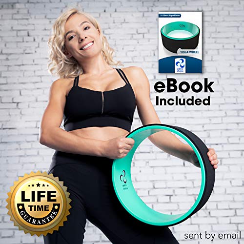 Yoga Rad mit eBook inklusive & Yogagurt - Bequem & langlebiges Yoga-Zubehör I Yoga Wheel für mehr Flexibilität I Idealer Rückendehner - Geschenkapp