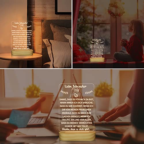 Zu meinen Schwester geschenken, 3D -Nachtlicht Ich liebe dich Schwester führte Illusionstisch lampe für Mädchen Frauen ihr Muttertag Geburtstags geschenk - Geschenkapp
